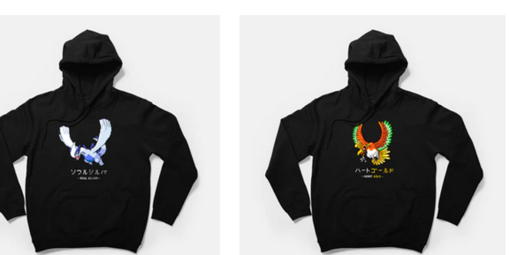 Various components that the pokemon t-shirt is available in