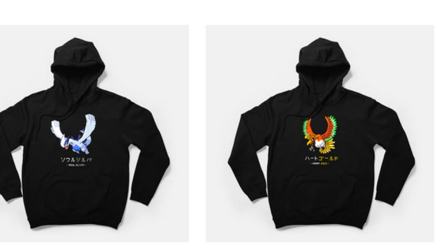 Various components that the pokemon t-shirt is available in